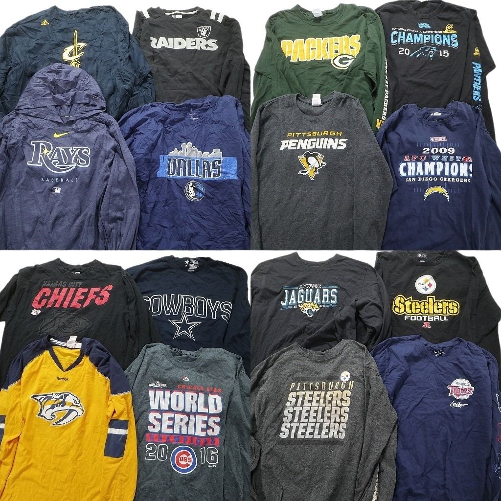 古着卸 まとめ売り プロチーム 長袖Tシャツ 16枚セット (メンズ XL /2XL ) NFL NBA NHL ナイキ アディダス スティーラーズ MU7111