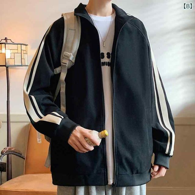 メンズ ラウンドネック 長袖 スウェットシャツ コントラストカラー [XL]メンズ ファッション 服 男性用 オシャレ シンプル 大人 かっこいい 大きいサイズ ストリート 紳士服 スタンドカラー ジャケット ストライプ ジャケット ファッション トップス 服 スポー
