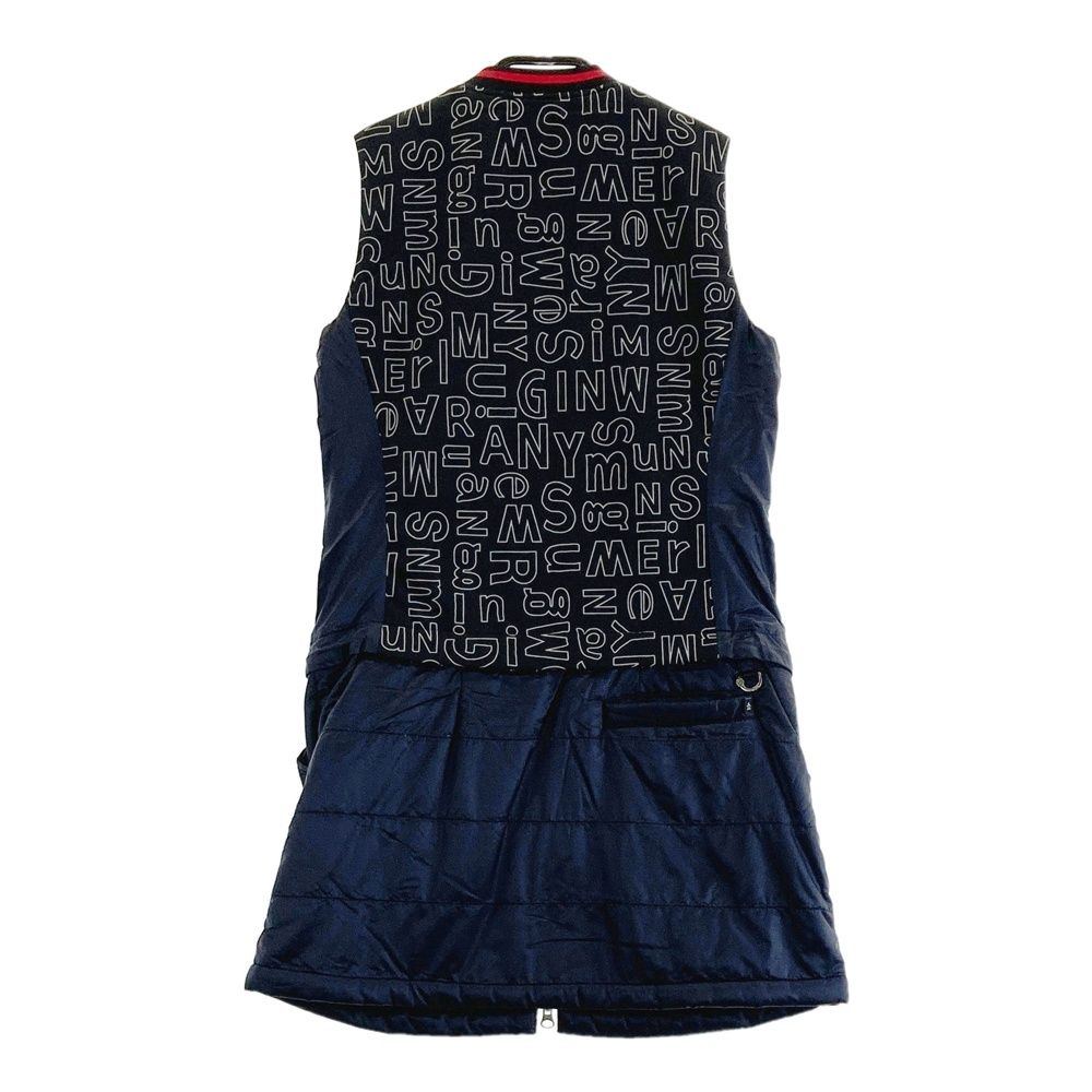 サイズ M MUNSING WEAR マンシングウェア SL7875 中綿切替 フルジップ ワンピース 総柄 ネイビー系 240101507216 ゴルフウェア レディース ストスト