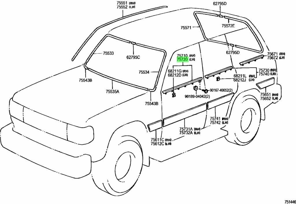 トヨタ ランドクルーザー フロントドア ベルト モールディングASSY HDJ81V LH MOULDING ASSY FRONT DOOR BELT  LH Genuine VXL 純正 JDM OEM - メルカリ