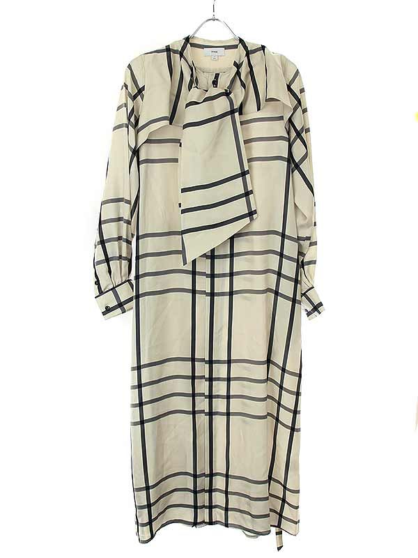 HYKE ハイク 23AW CUPRO CHECK PUSSY BOW DRESS チェックドレス