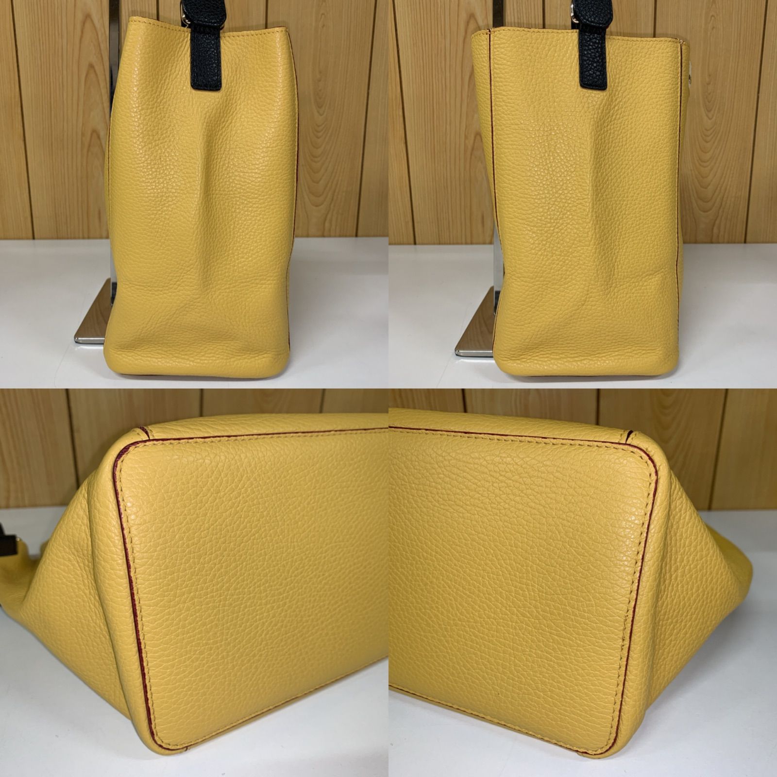 53 美品 FURLA フルラ トートバッグ レザー イエロー