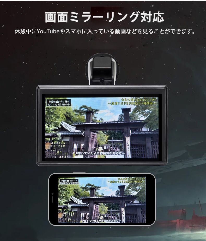 大人気 スマホの地図/動画見れる カーナビ 7インチ 1296P ポータブル