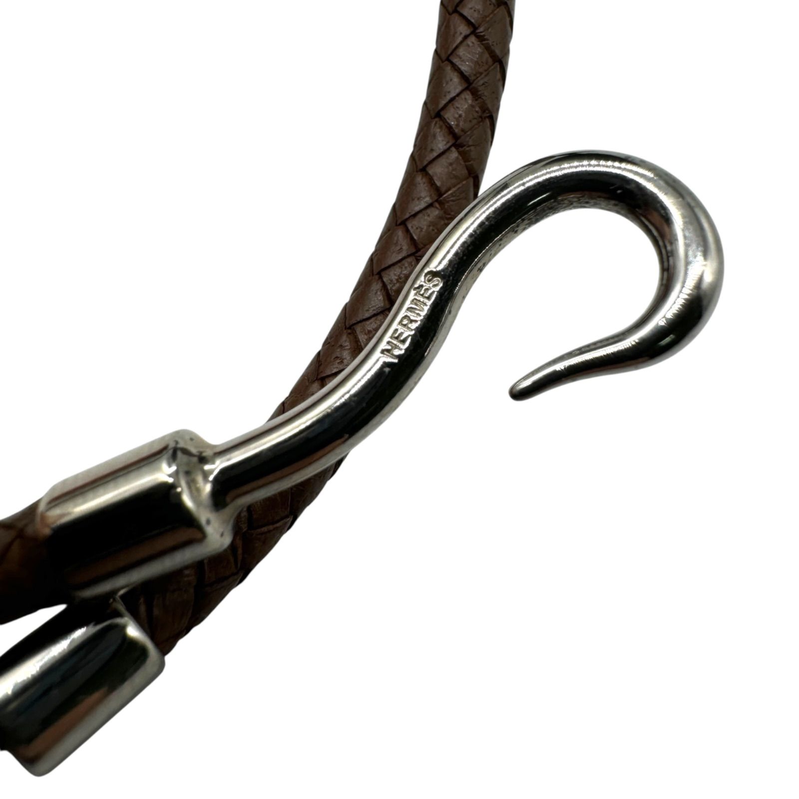 HERMES エルメス ジャンボ チョーカーブレスレット シルバー金具 レザー HERMES エルメス ジャンボチョーカー ブレスレット 二重巻き