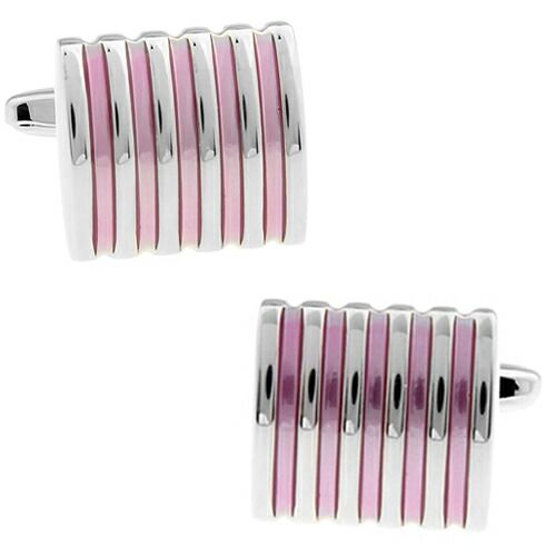 カフスボタン ピンク ストライプ カフス カフリンクス