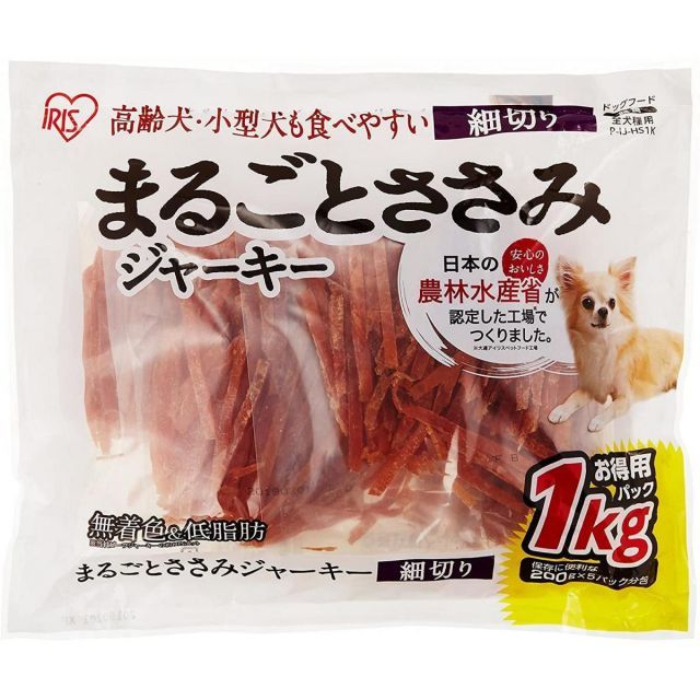 アイリスオーヤマ まるごとささみジャーキー 細切り 1kg×5袋 P-IJ-HS1K 愛犬用 おやつ 間食 ペットフード
