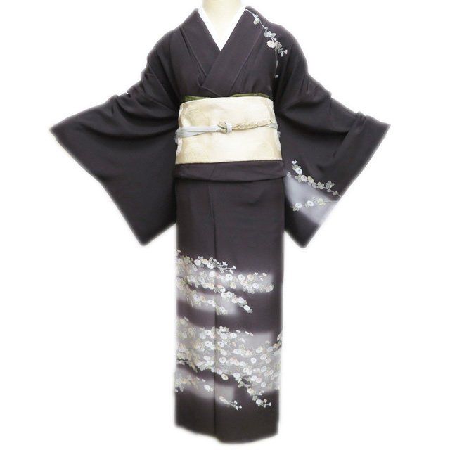 バイセル 着物 逸品 訪問着 黒 葵の葉 染め分け 金彩 金糸 御簾 正絹 袷 159cm Mサイズ ☆☆☆☆☆ 振袖 身丈172cm 裄丈68cm L 袷 鳳凰 箔散らし 刺繍 総絞り 赤 正絹 秀