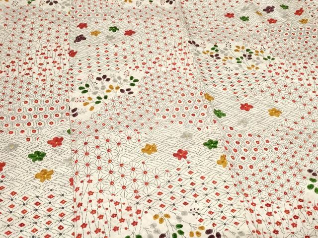 平和屋着物○上質な小紋 吉祥花文 黒地 正絹 逸品 CAAX5775gh 平和屋