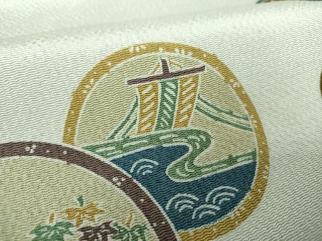 平和屋着物○九寸名古屋帯 手描き 辻が花 更紗花文 鬼しぼ縮緬 正絹