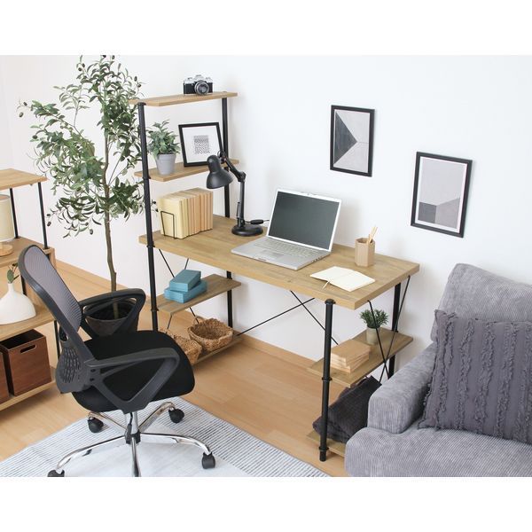 ワイヤーロック片袖デスク OAK NA オークナチュラル 組立品 代引不可