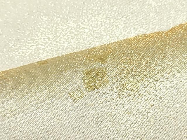 平和屋着物○綴れ 太鼓柄袋帯 霞雲文 象牙色 金銀糸 正絹 逸品