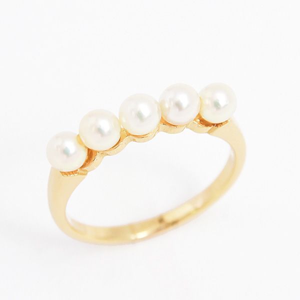 【MIKIMOTO】K18YG 5P ベビーパール リング MIKIMOTO】K18YG 5P ベビーパール リング