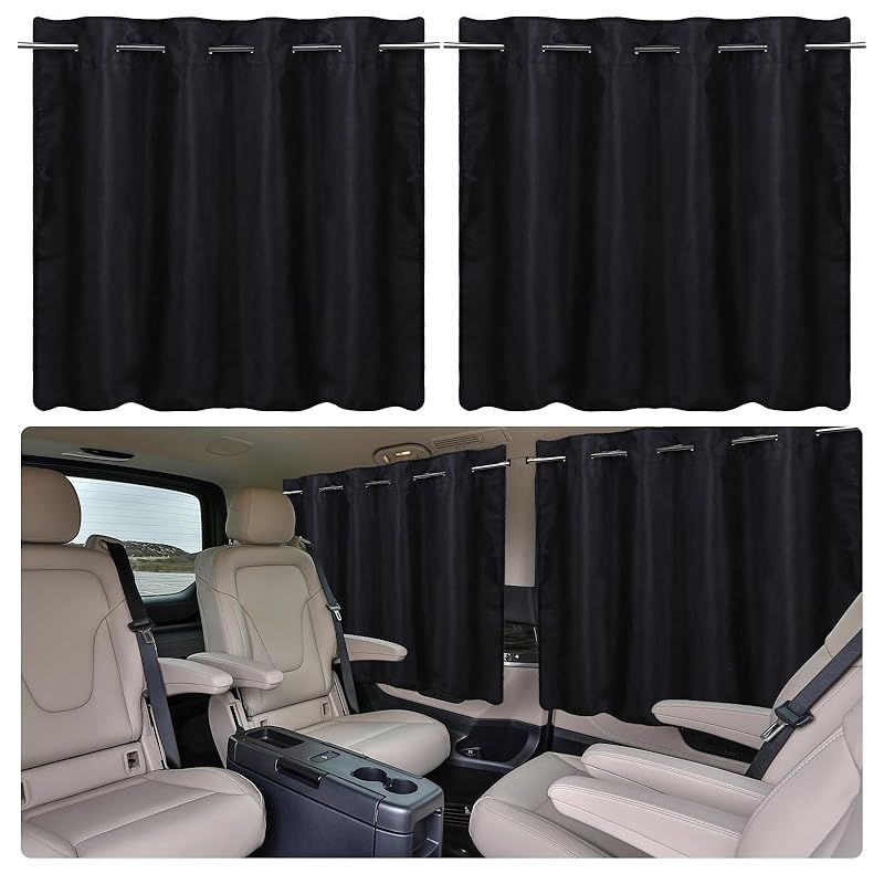 ZATOOTO 車 カーテン 伸縮棒付 スエード 車中泊 遮光 日除け レール式 サイドカーテン 幅100cm*丈68cmリアカーテン 車用品 取り付け簡単 落ない UVカット 災害対策 プライバシー保護 紫外線対策 L