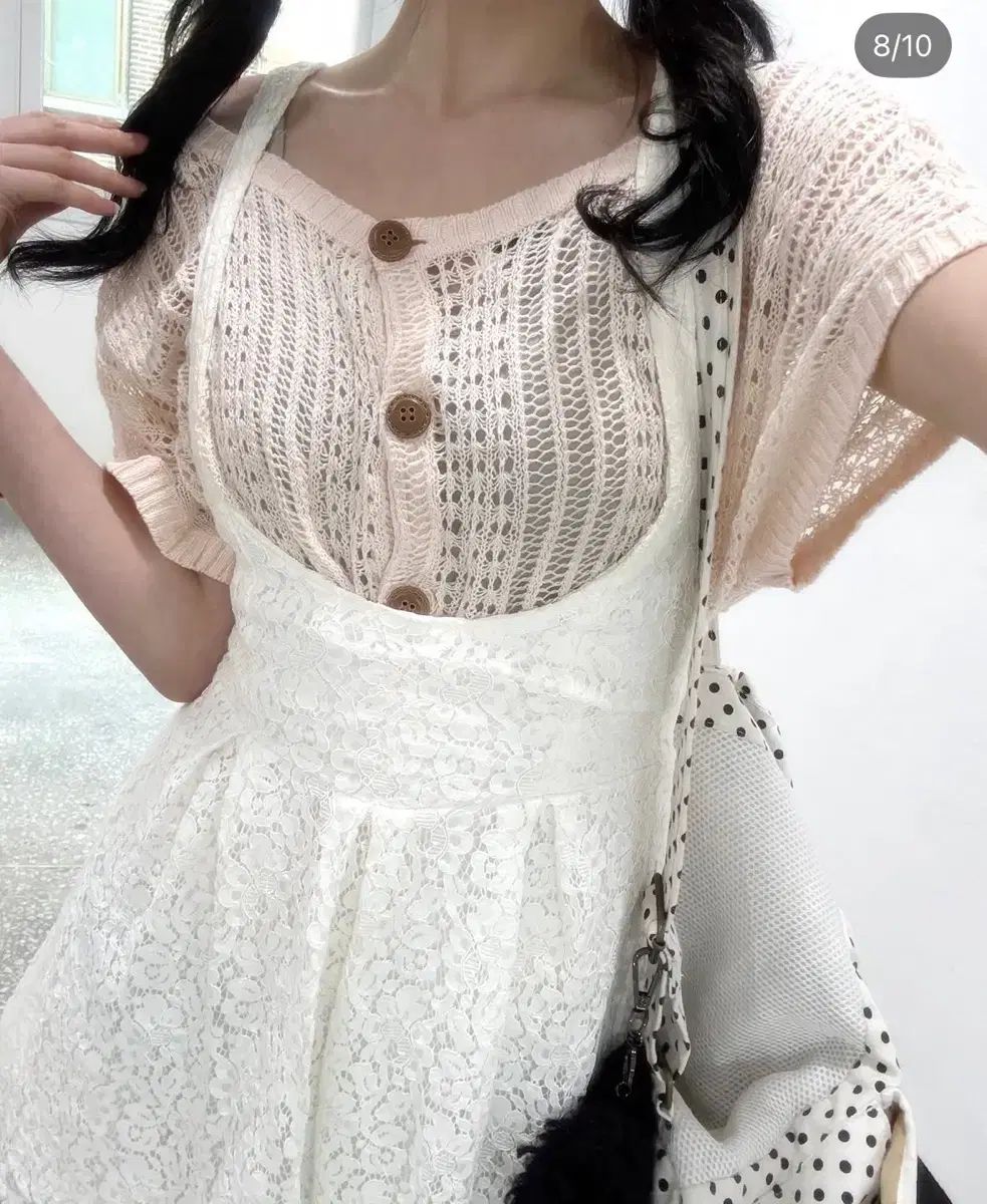 麻 カジカ ヴィンテージ レースワンピース カーディガン set カモフラメ サン SAN コモレビ Morinogato