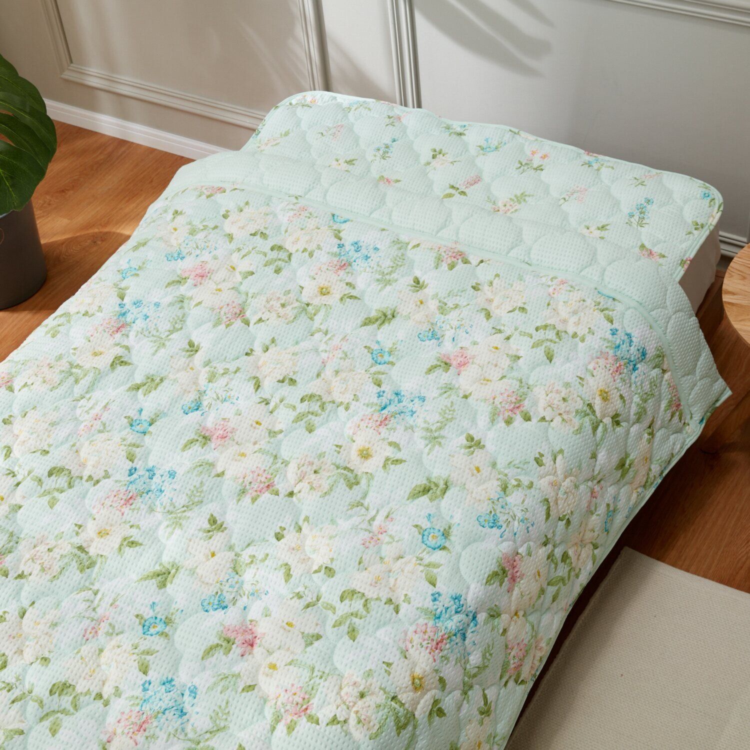 大津毛織 やわらか・爽やか 綿混 キルトケット＆ 敷きパッドセット