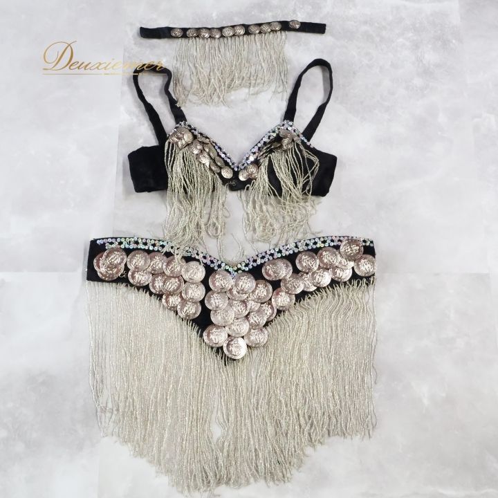 ベリーダンス ビーズセットアップ 黒 新品】エジプト製！ベリーダンス