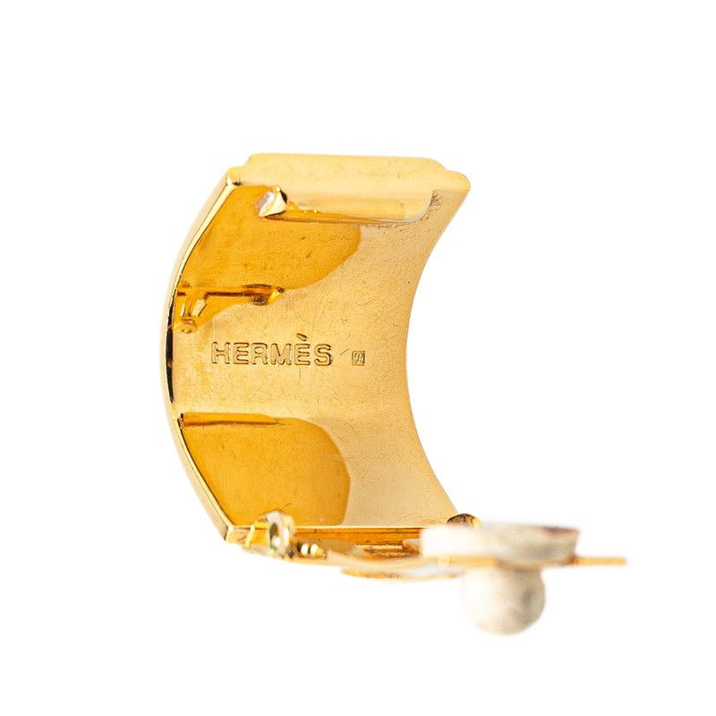 エルメス エマイユ 七宝焼き ゴールド グリーン メッキ レディース  