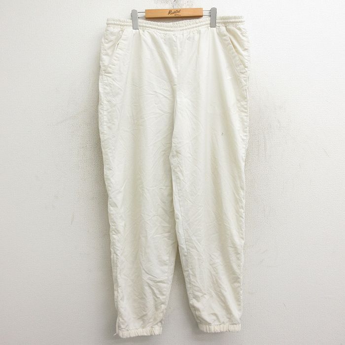 W41/古着 ナイキ NIKE ナイロン パンツ メンズ 90s ワンポイントロゴ 大きいサイズ 白 ホワイト 内側メッシュ 24oct04 中古 ボトムス ロン