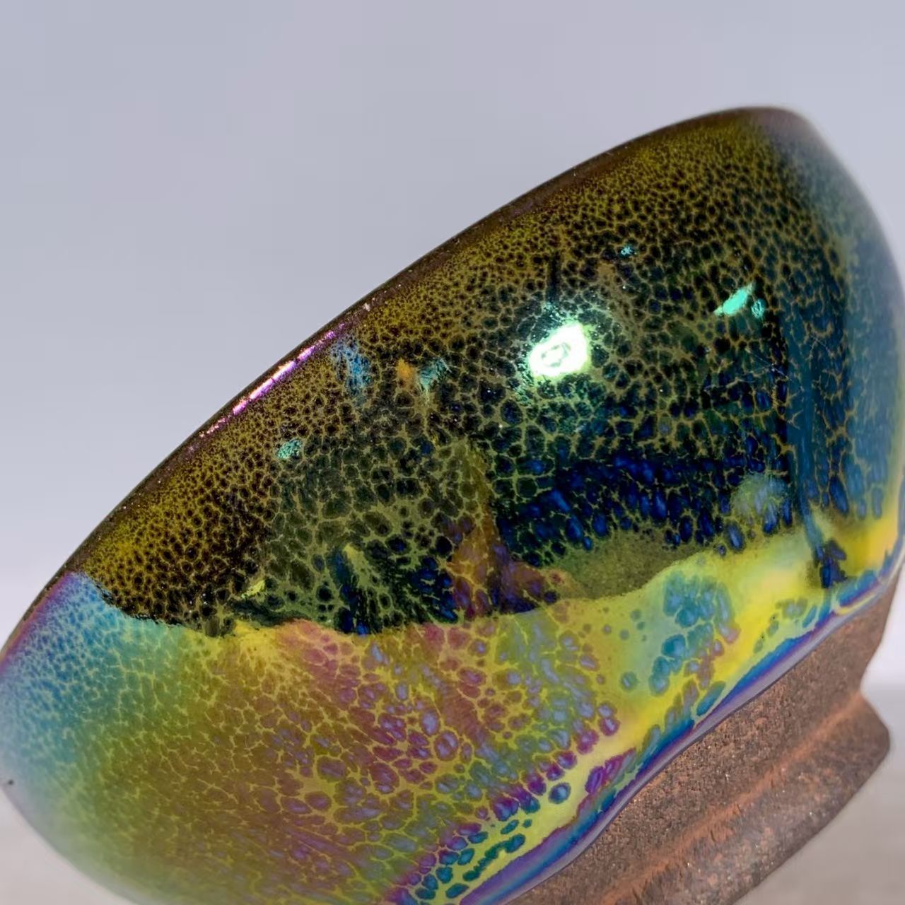 中国時代物.旧蔵.宋建窯盞. 窯変釉.七色です天目茶碗.茶道具.古美術.古