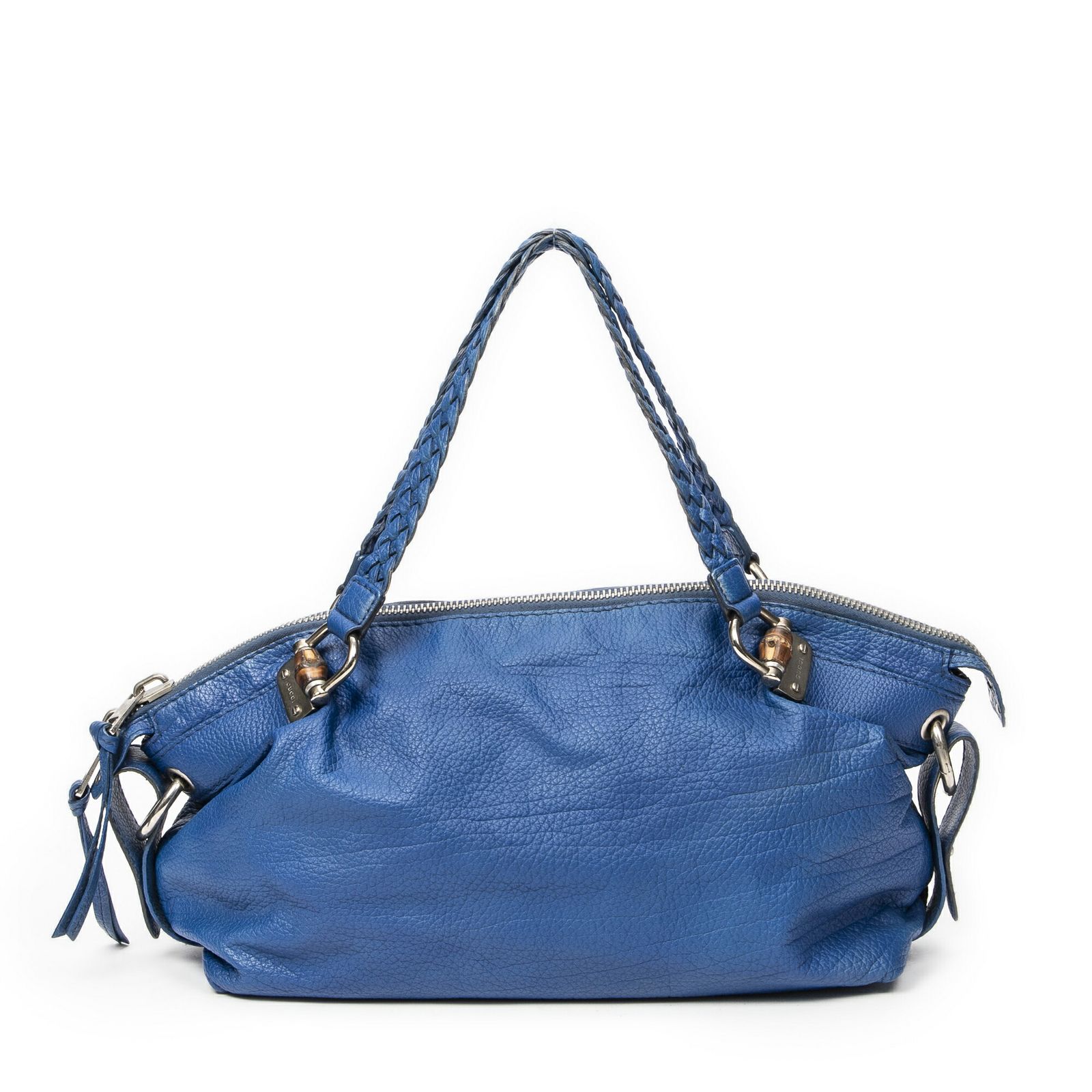 グッチ大バンブーバーバストンロイヤルブルースパイクカーフスキンレザーA