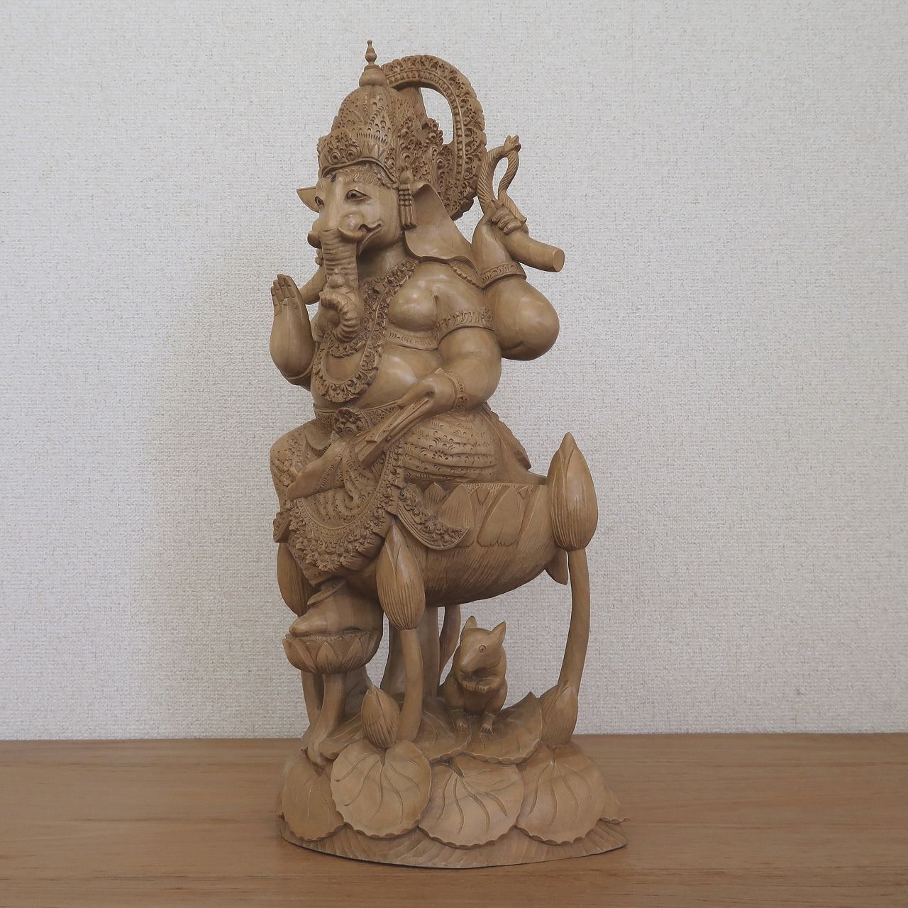 ガネーシャの木彫り 53cm クロコダイルウッド無垢材 アジアン雑貨 バリ 
