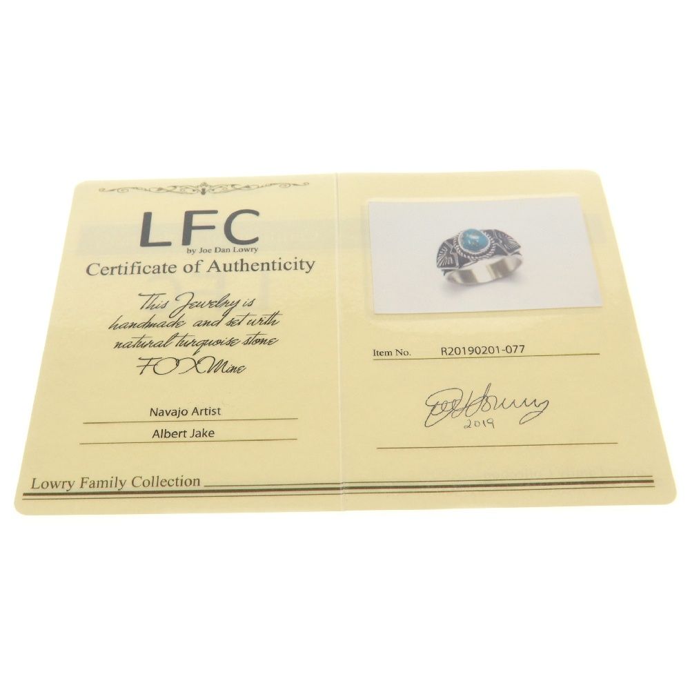 INDIANJEWELRY (インディアンジュエリー) LFC Albert Jake Fox ターコイズ付きリング20号