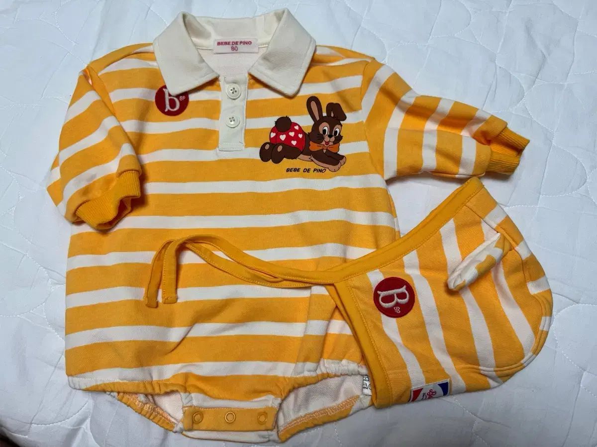 BEBE DE PINO ベベデピノ シエ ナストライプ ボディスーツ ボンネット 80