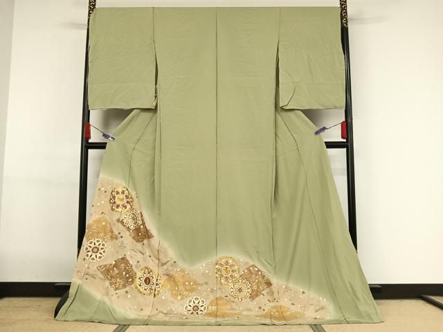 平和屋着物○染の聚楽 高橋泰三 色留袖 駒刺繍 正倉院花文 上代63万