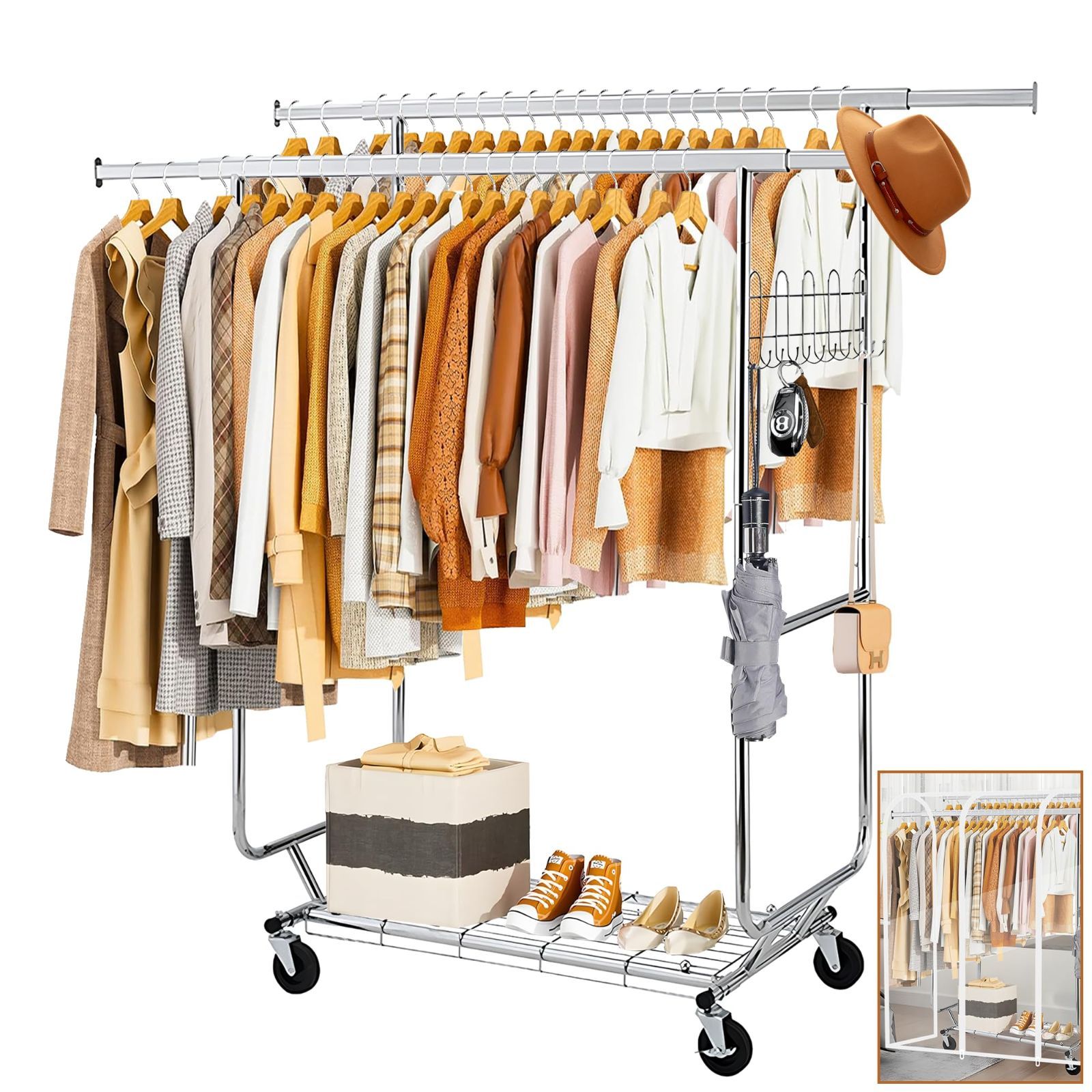 ハンガーラック パイプハンガーラック 耐荷重275KG 業務用 3ウェイ