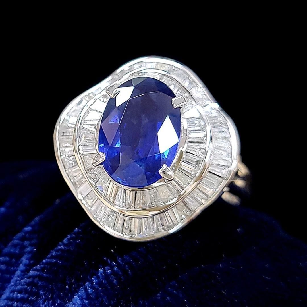 最高品質！ ロイヤルブルー サファイア 2.39ct ダイヤ PT リング 鑑