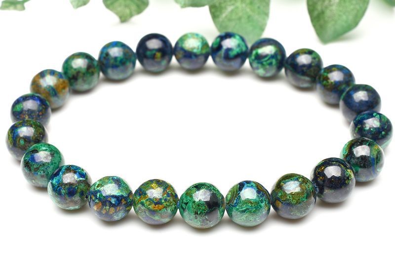 １点物 AAA ペルー産 アズロマラカイトインクリソコラ 8.5mm ブレスレット パワーストーン 天然石 _U7382