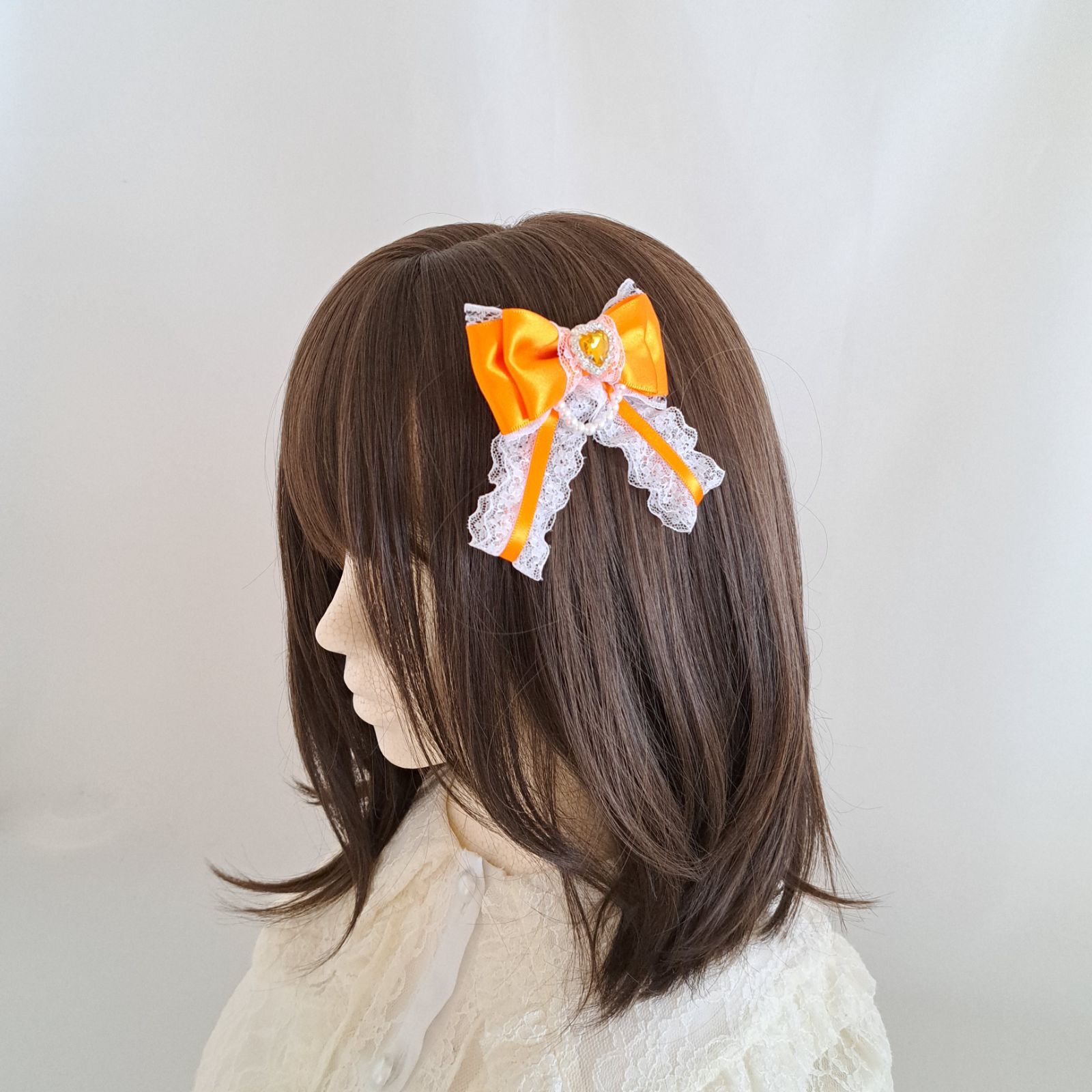 accaオレンジ リボン ヘアクリップ オレンジ オレンジ色 リボン ヘアクリップ ヘアアクセサリー