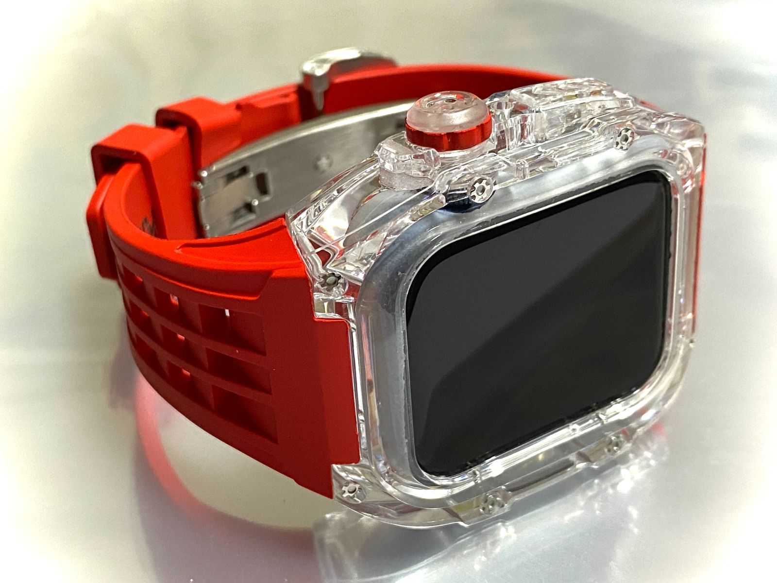 レッド☆アップルウォッチバンド ラバーベルト カバー Apple Watch