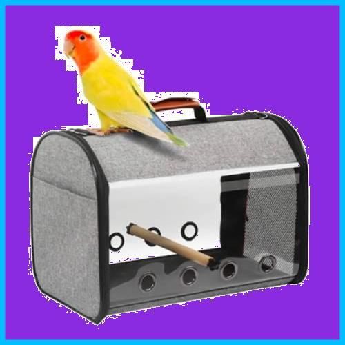 商品 VEROMAN 鳥 インコ 移動用 バード キャリー バッグ 餌入れ付き 小さく収納 グレー×オレンジ