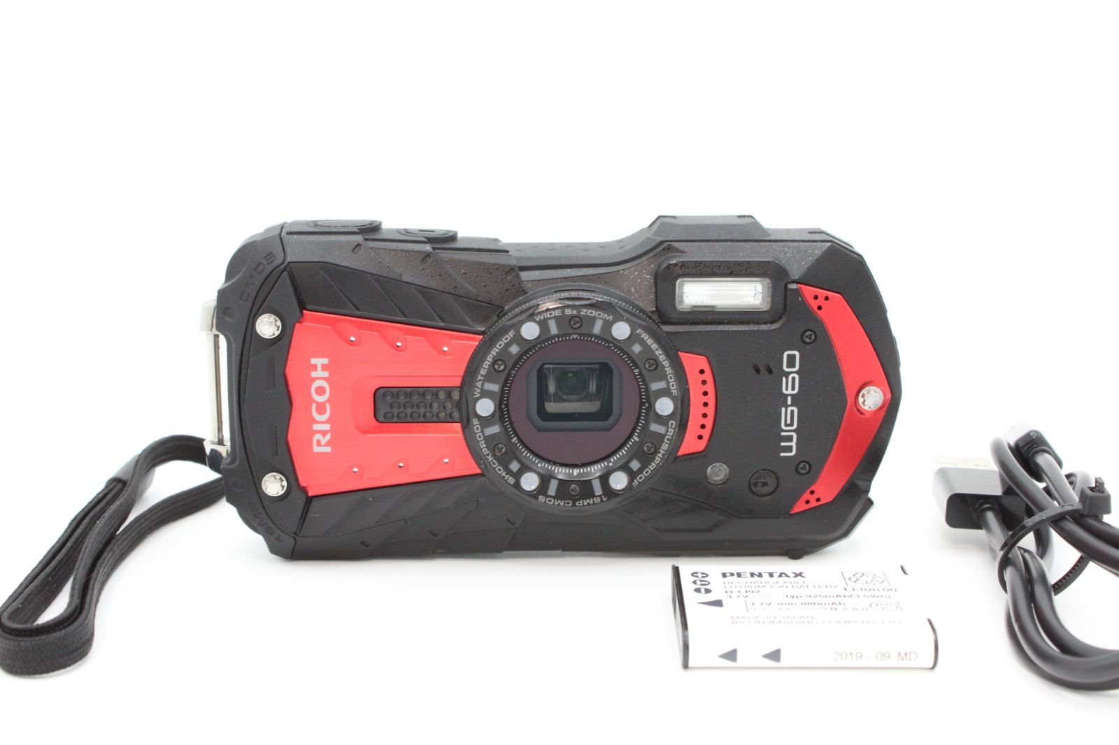 品質が リコー RICOH WG60 WG-60 レッド 製品 デジタルカメラ