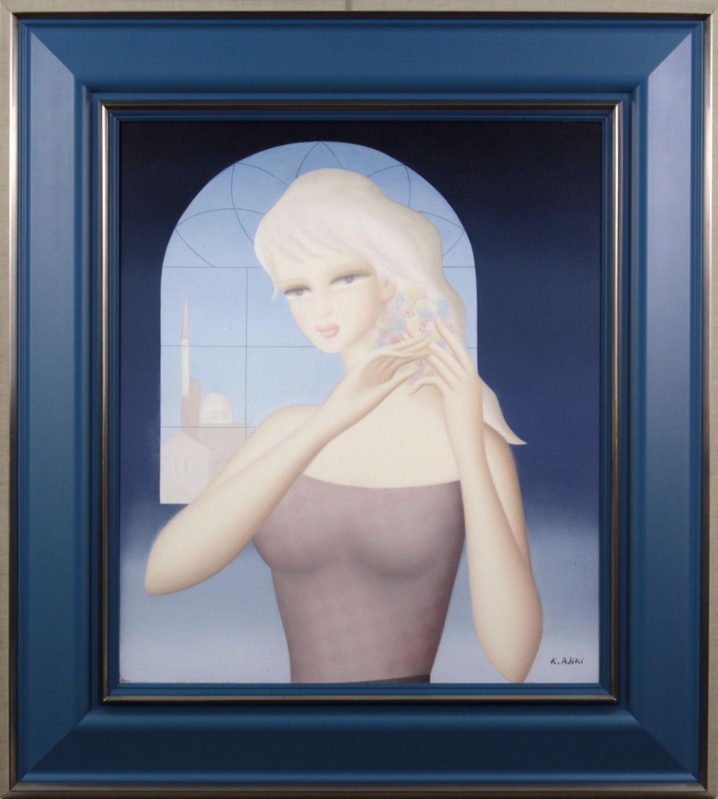 美術品 安食一雄 油絵・油彩画『あこがれ（陽光）』【真作保証】 絵画