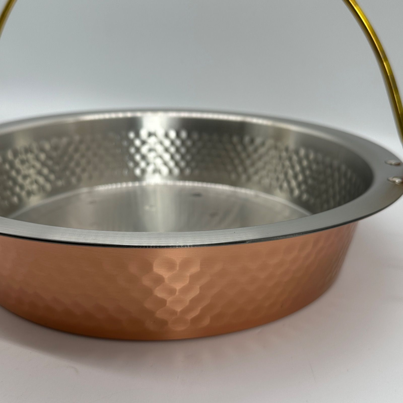 タイムセール】銅 純銅 鎚目入れ すき焼き鍋 鍋（ツル付）26cm S