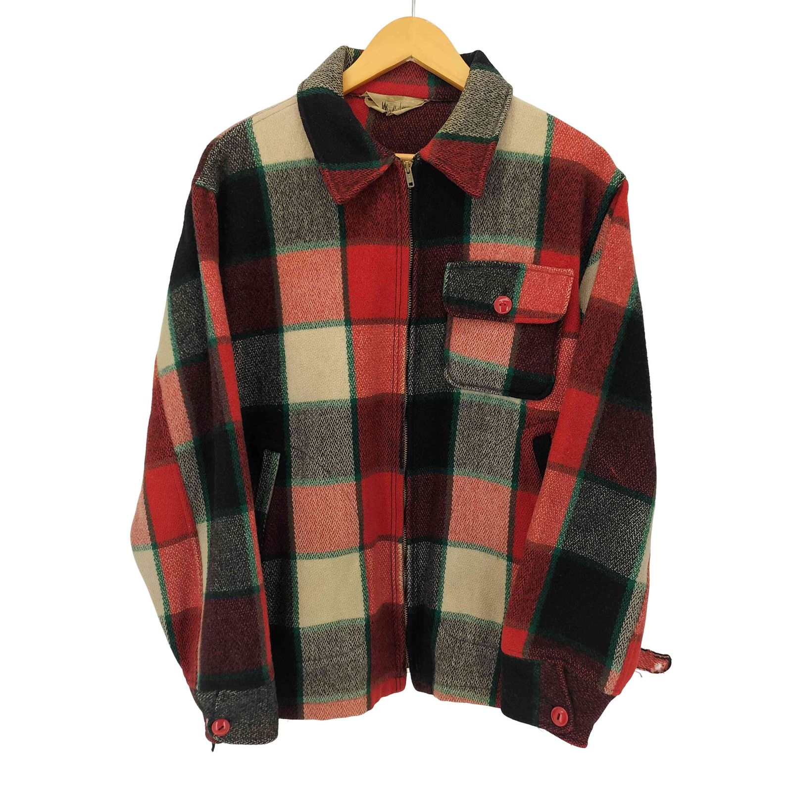 ウールリッチ WOOLRICH 60S 白タグ 棒TALON Dポケ チェック ウール 