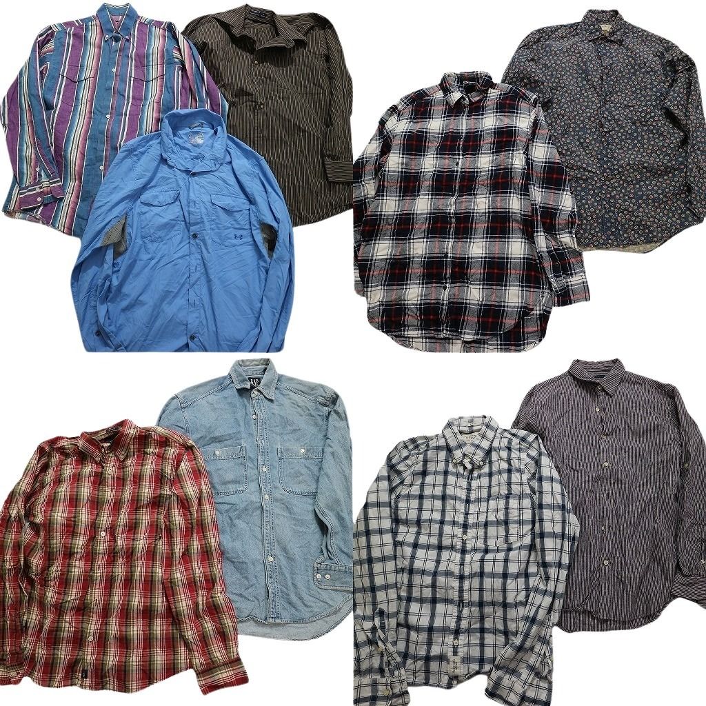 古着卸 まとめ売り ブランドMIX 長袖シャツ 9枚セット (メンズ S /M ) ペリーエリス ノーティカ GAP アバクロ ラングラー MU4072