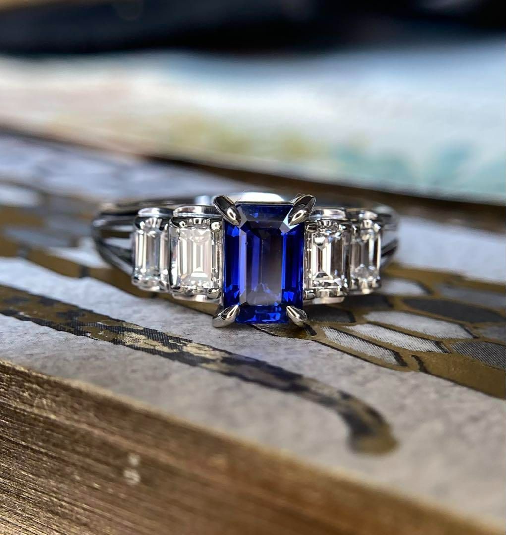 pt900陽刻 GIA | ロイヤルブルーセイロンサファイア × ダイヤモンド リング 指輪 ｜GIA鑑別書付き