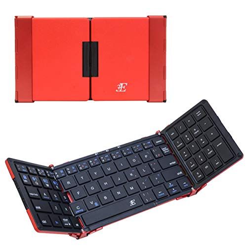 スリーイー 浅沼商会 3E-BKY7-BR 3E Bluetooth Keyboard 【TENPLUS】 3つ折りタイプ ブラック×レッド ケース付属 