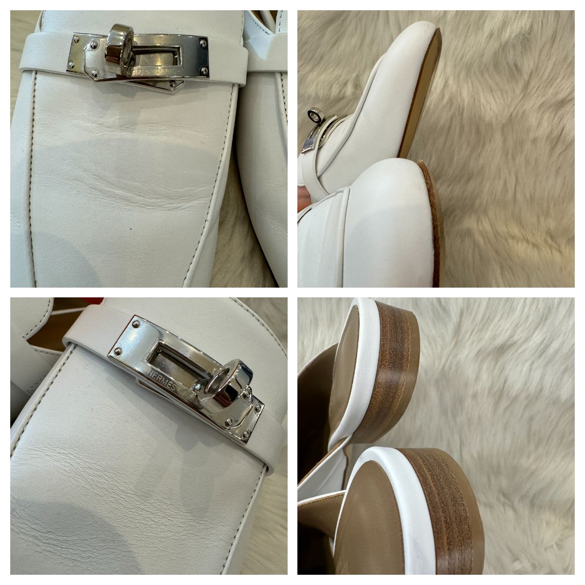 レディース HERMES エルメス オズ ケリー金具 ミュール フラット 
