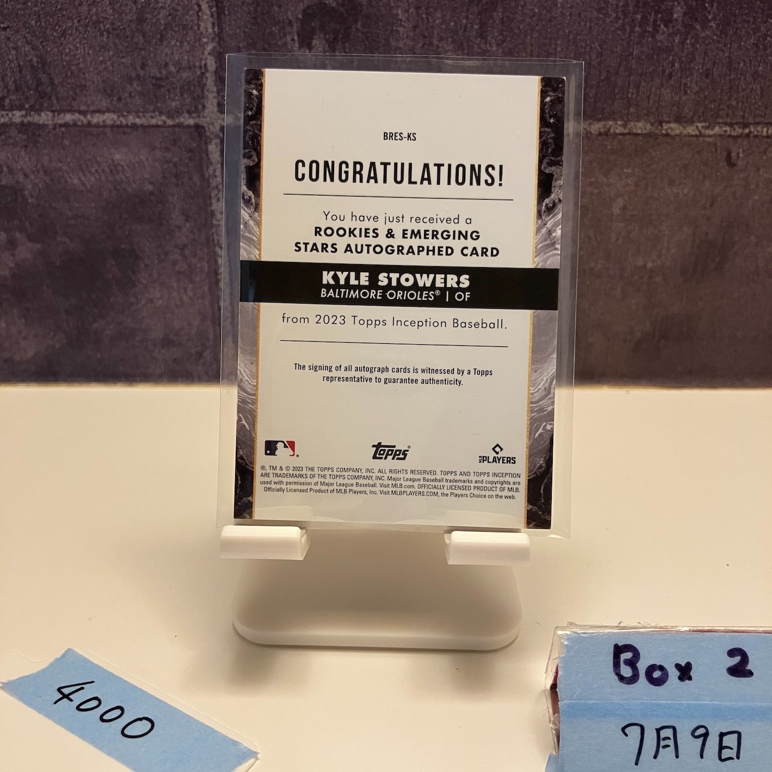 2023 Topps Inception KYLE STOWERS 286/299 直筆サイン