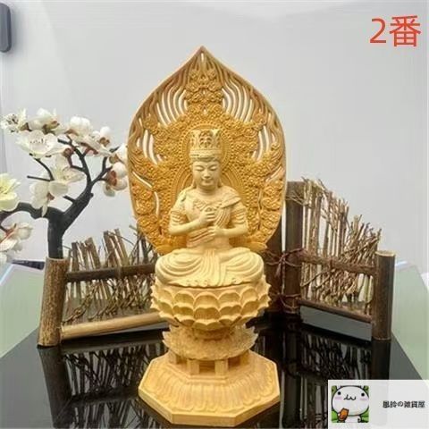 新品未使用】木彫仏像 大日如来 大日如来像 檜木 高約28cm 精密