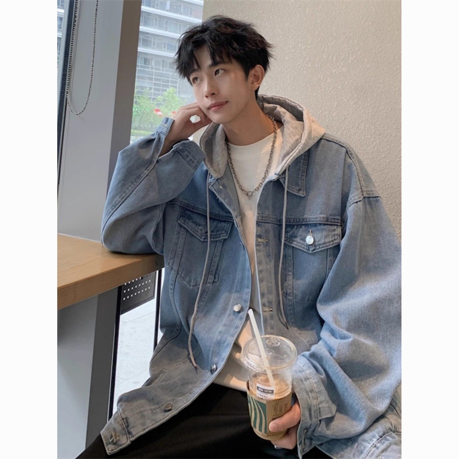 ライトブルー オーバーサイズ デニムジャケット sudo 裏ボア デニム