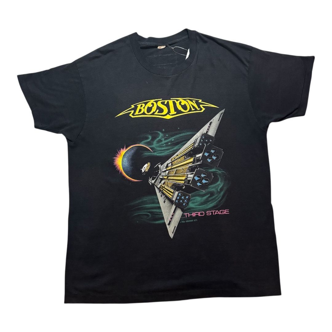 C498】80s SCREEN STARS BOSTON THIRD STAGE T-shirt black x-large