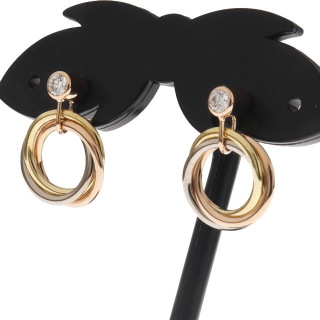 新品仕上げ済）カルティエ CARTIER トリニティ ダイヤ ピアス