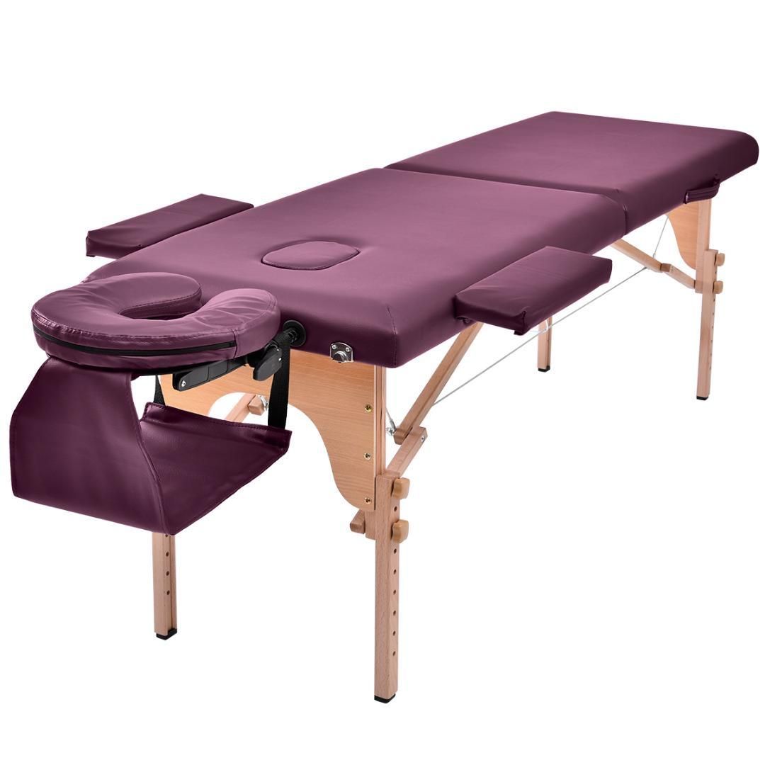 ダークパープル】マッサージベッド折りたたみ コンパクトエステベッド