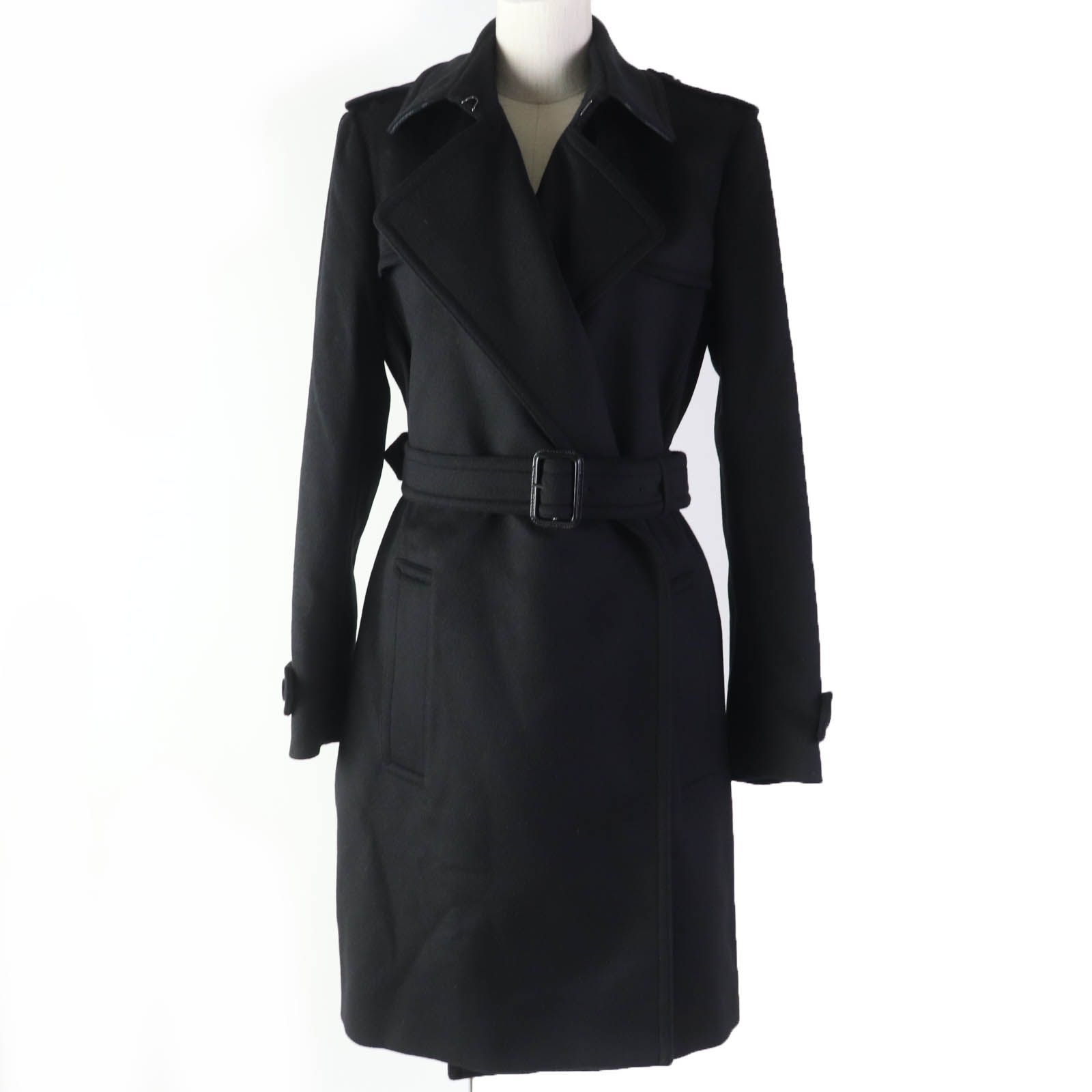 美品　バーバリー トレンチコート ウール　カシミヤ混　ブラックレーベル Burberry バーバリー ウールカシミヤ トレンチコート 黒 ブラック