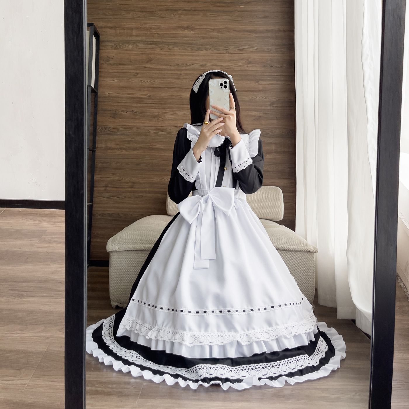 ロリータワンピース メイド服 ゴスロリ コスプレ イギリス風 レース